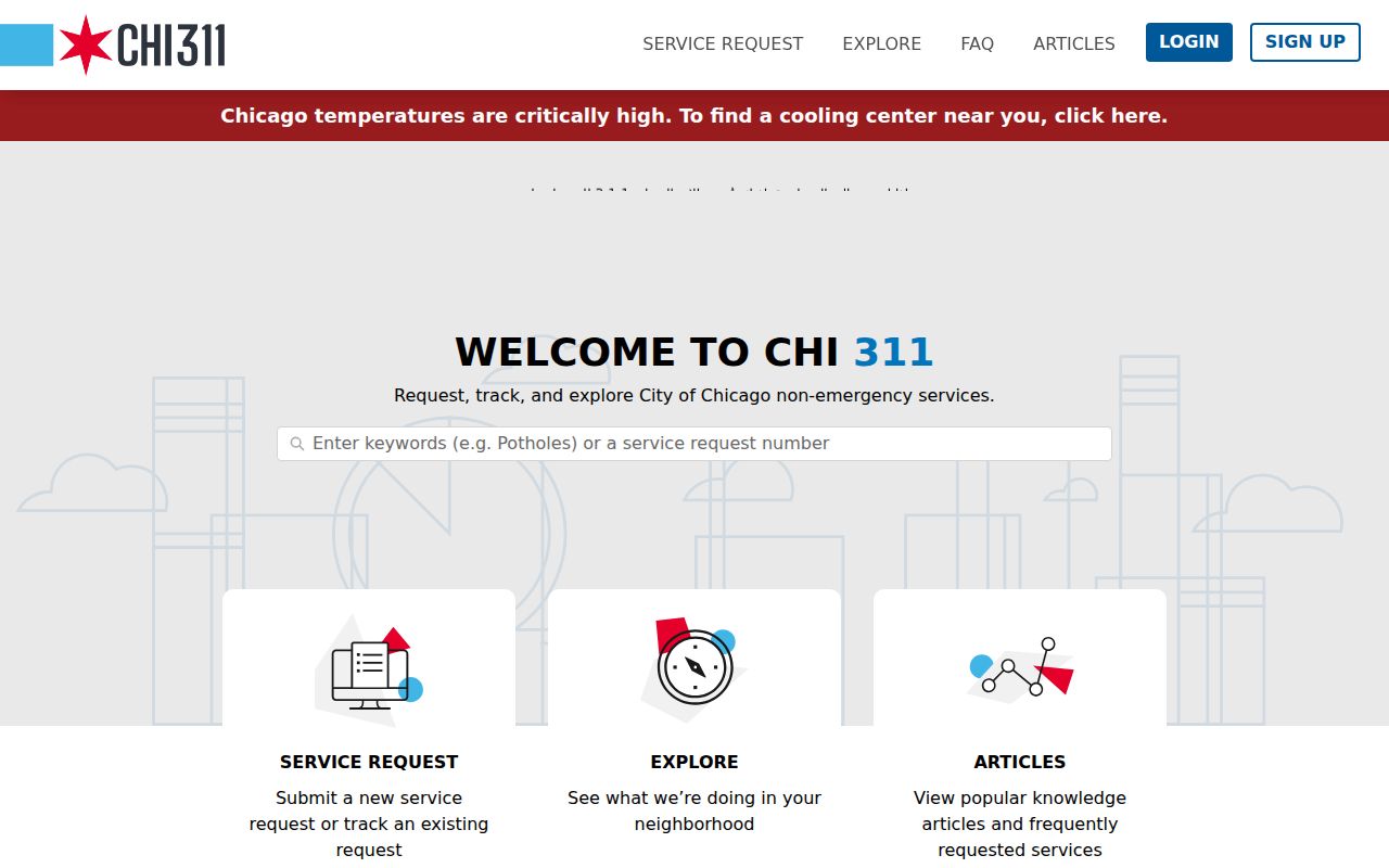 Illinois phone directory access through the Chicago 311 service portal