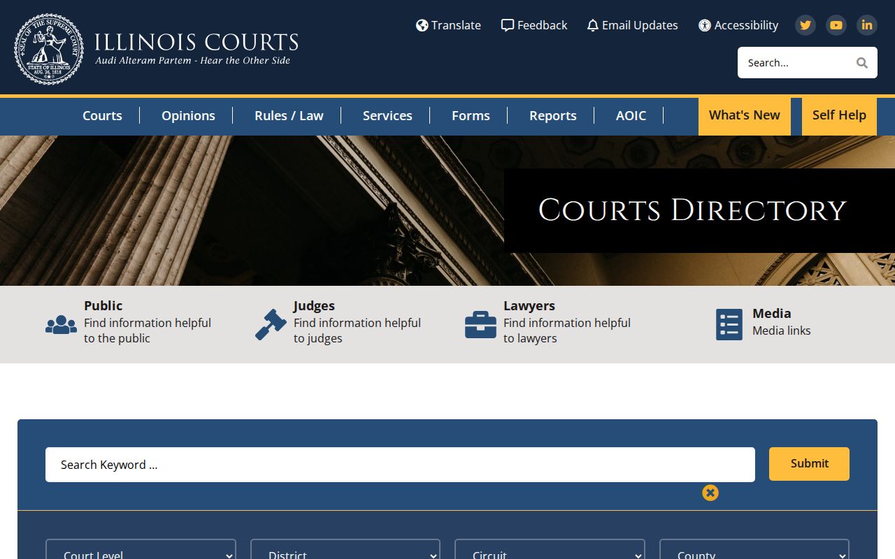 Illinois courts directory with phone numbers for every circuit