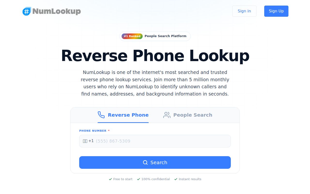 NumLookup reverse search for an unknown Illinois phone number